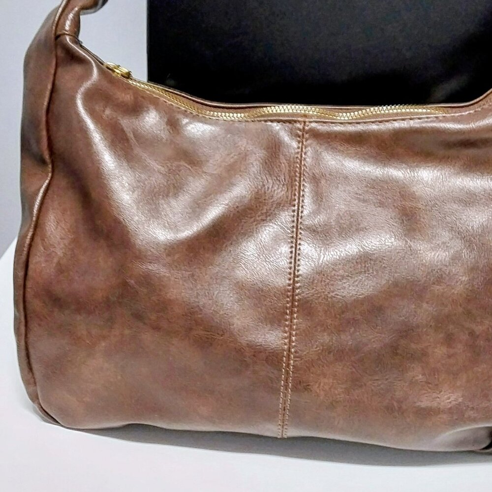 Brown Vegan Leather Hobo Bag Unbranded 12X8X4